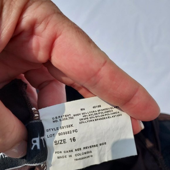 Trimshaper size 16 Ruched Chocolate Colored one piece. - Picture 4 of 6